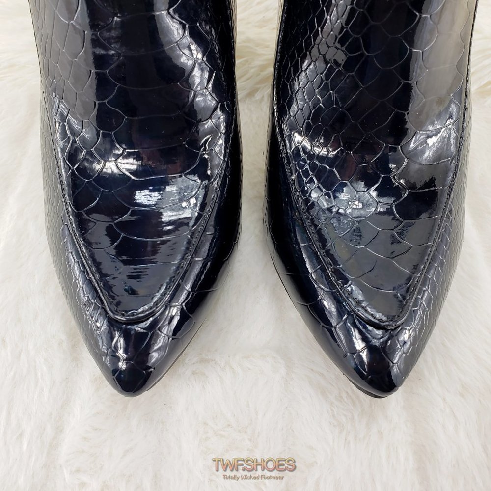 Vibes Black Hologram Modern 4" Cone Heel Ankle boots Restocked - Picture 12 of 16